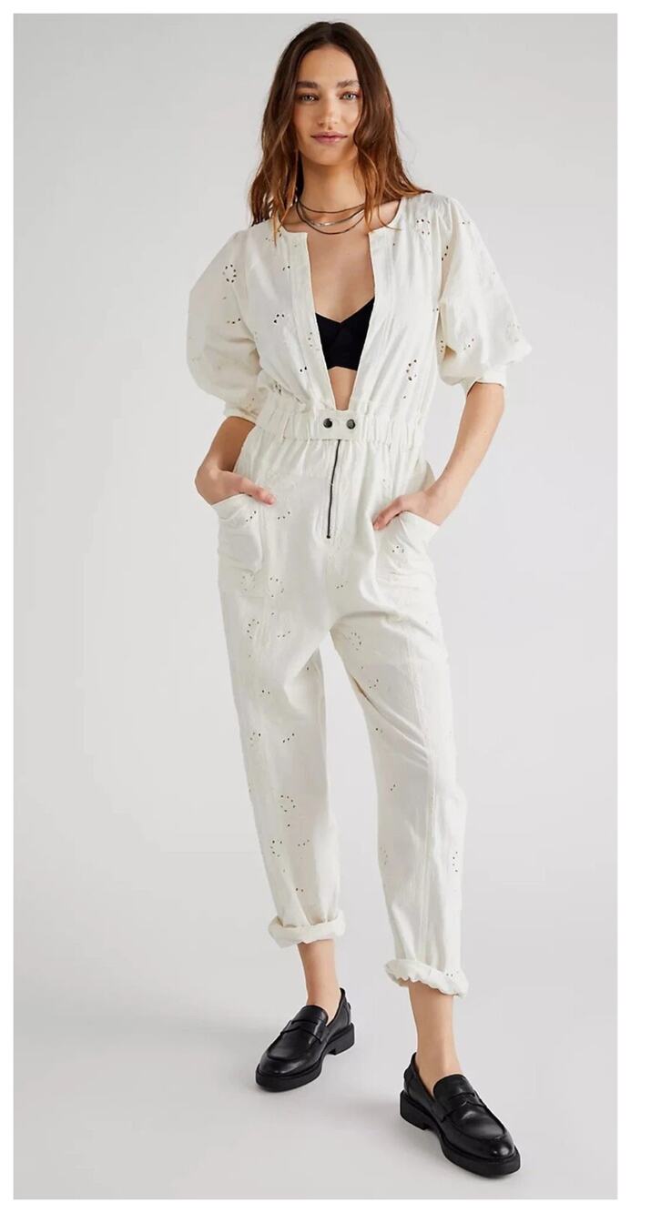 NEW Free People Loving You Cotton Jumpsuit Size Medium - Picture 1 of 13